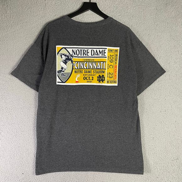 Champion Notre Dame vs. Cincinnati Gameday T-Shirt XL Gray 2021 College Football - Picture 1 of 9